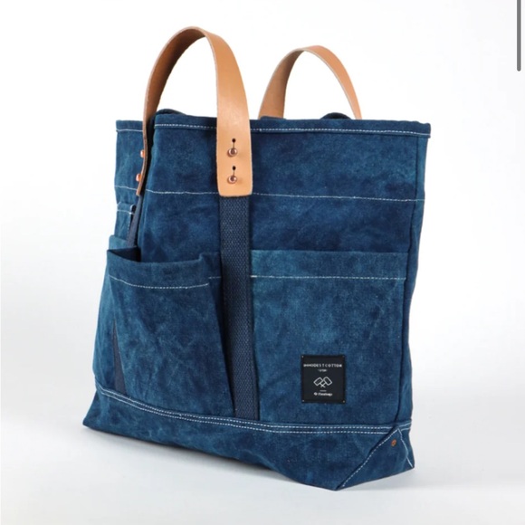 NWT Immodest Cotton Indigo canvas construction tote - Picture 6 of 10